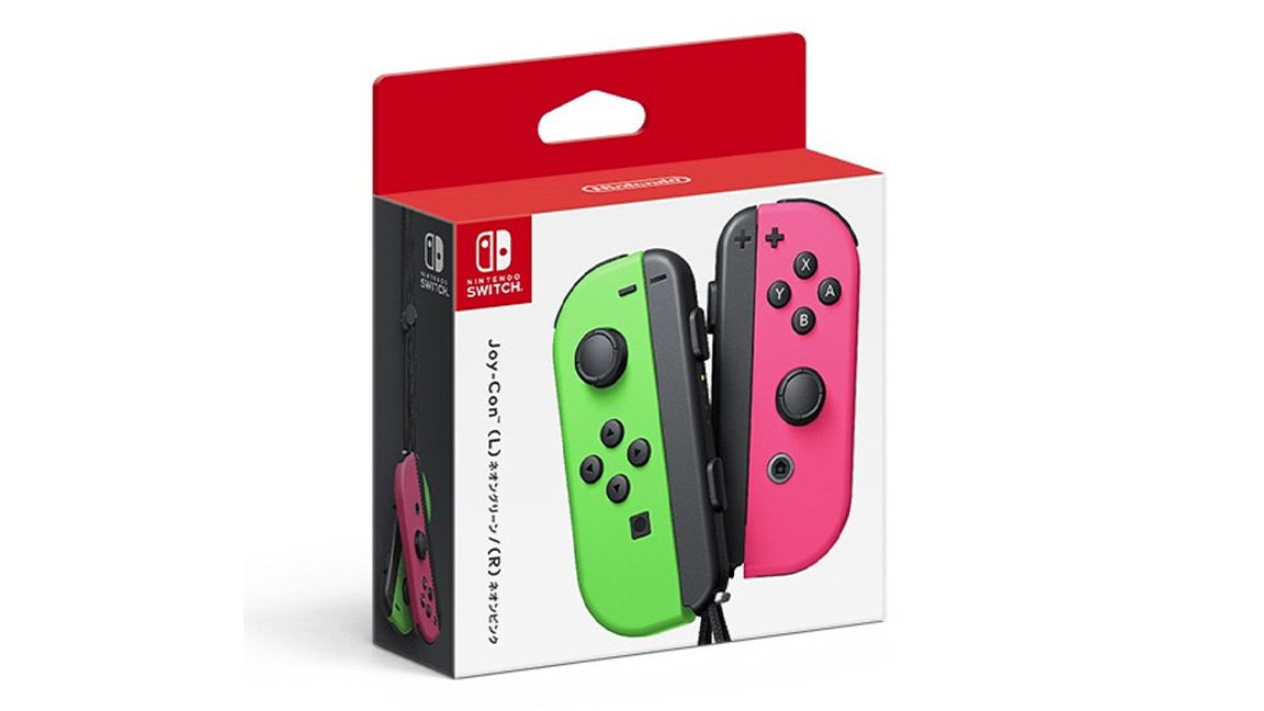 صورة لوحدات تحكم JoyCon باللونين الأخضر والوردي