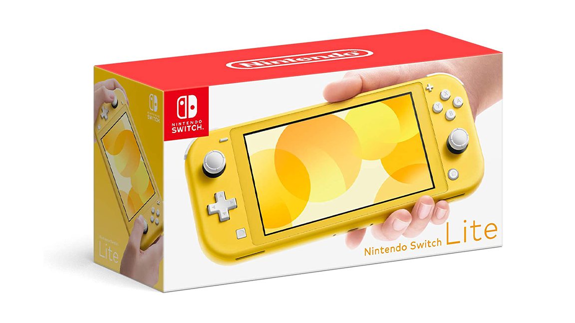 صورة لمربع أصفر لجهاز Nintendo Switch Lite